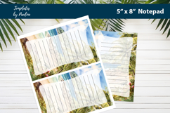 Tropical beach printable notepad template, Digital memo pad Product Image 2