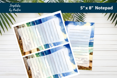 Seashore printable notepad template, Digital memo pad Product Image 2