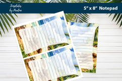 Sea coast printable notepad template, Digital memo pad Product Image 2
