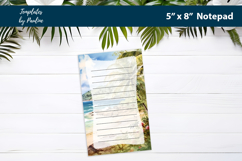 Tropical beach printable notepad template, Digital memo pad Product Image 3