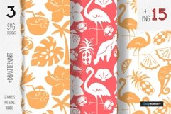 Tropical pattern summer bundle flamingo, hibiscus, chameleon Product Image 2