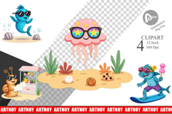 Tropical Sunglass Creatures Clipart Product Image 1