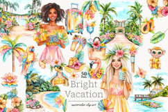 GlamArtZhanna, Summer clipart, Summer clip art, Bright vacation png, vacation clipart, Tropical clip art, Hawaii clipart, Travel clipart, Island clip art, Summer image, Escape clipart, Resort PNG, Tropical girl png, Summer girl clipart