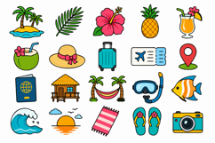 Tropical Summer Holiday Flat Vector Icons Bundle Product Image 2