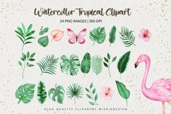 Watercolor Summer Tropical Clipart - Monstera Watercolor Product Image 1