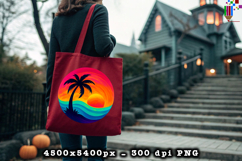 Tropical Sunset Palm Tree PNG Design
