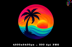 Tropical Sunset Palm Tree PNG Design