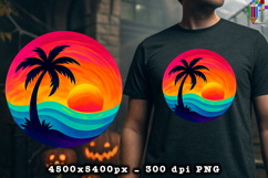 Tropical Sunset Palm Tree PNG Design
