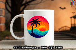 Tropical Sunset Palm Tree PNG Design