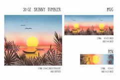 tropical sunset with birds sublimation design for tumbler and mug and pen