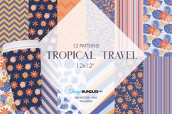 Tropical Travel Digital Paper, Vector Patterns Product Image 1