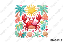 Tropical Vacation Beach Summer Crab PNG Product Image 1
