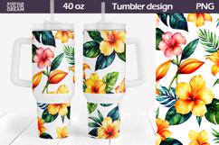 Tropical Flowers Tumbler 40 Oz | Summer Floral Tumbler 40 Oz Product Image 1