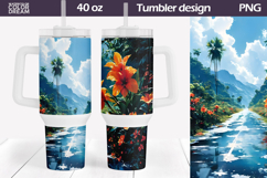 Tropical Flowers Tumbler 40 Oz | Summer Floral Tumbler 40 Oz Product Image 1