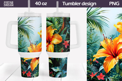 Tropical Flowers Tumbler 40 Oz | Summer Floral Tumbler 40 Oz Product Image 1