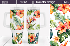 Tropical Flowers Tumbler 40 Oz | Summer Floral Tumbler 40 Oz Product Image 1