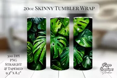 Tropical Leaves Tumbler Wrap - 20 oz Floral Tumbler Wrap Product Image 1