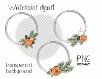 Christmas wreaths clipart with orange slices.Sublimation PNG Product Image 5