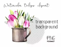 Watercolor tulips clipart.Spring flowers.Sublimation designs Product Image 3