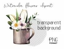 Watercolor flower clipart. Spring flowers.Sublimation design Product Image 4