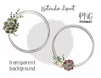Watercolor succulent wreath clipart. Sublimation desings Product Image 3