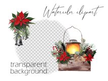 Red poinsettia flowers watercolor clipart. Sublimation PNG Product Image 4