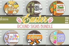 Easter Door Hangers SVG Bundle | Easter Welcome Round Signs Product Image 1
