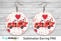 Valentine Truck Earrings - Sublimation PNG Product Image 1