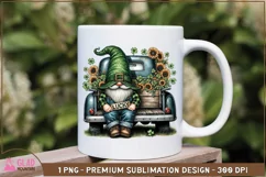 Lucky shamrock sunflower gnome in a vintage truck png Product Image 3