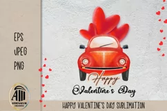 Happy Valentine's Day Sublimation|Valentine Truck with Heart