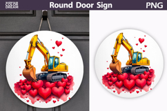 Valentin Excavator Heart Round Sign | Construction Truck Product Image 1