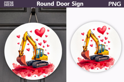 Valentin Excavator Heart Round Sign | Construction Truck Product Image 1