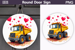 Valentin Truck Heart Round Sign | Construction Dump Truck Product Image 1