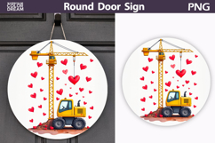 Valentine Crane Heart Round Sign | Construction Truck Product Image 1