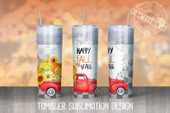 plaid Fall truck tumbler design Product Image 1