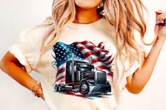 American Truck Png Sublimation, USA Trucker PNG, USA Flag Product Image 2