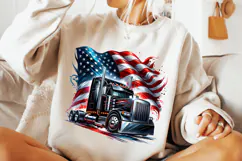 American Truck Png Sublimation, USA Trucker PNG, USA Flag Product Image 1