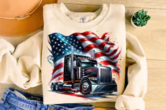 American Truck Png Sublimation, USA Trucker PNG, USA Flag Product Image 3
