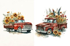 truck,vintage truck,vintage,sunflowers,ford truck,PNG,bundle,watercolor png,instant download,LariPrintDesign
