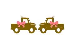 Truck with Bow Earrings - Laser Cut SVG Template Product Image 2