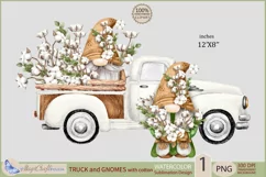 Truck and gnomes with cotton png | Watercolor gonks truck Product Image 2