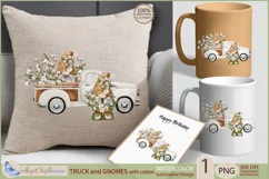 Truck and gnomes with cotton png | Watercolor gonks truck Product Image 5