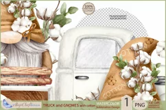 Truck and gnomes with cotton png | Watercolor gonks truck Product Image 3