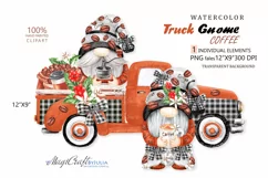 Truck coffee Gnomes png Watercolor gonks truck with knome Product Image 1