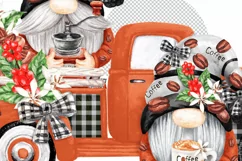 Truck coffee Gnomes png Watercolor gonks truck with knome Product Image 3