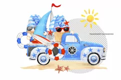 Truck Gnome Surfing Beach png clipart, Watercolor Truck Product Image 3