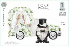 Wedding truck PNG| Bride and groom gnomes clipart|Wedding Product Image 1