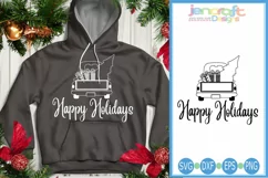 Christmas svg Holidays Truck Christmas Tree Red truck Vintag Product Image 3