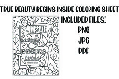 True Beauty Begins Inside Proverbs 31:30 Coloring Sheet Product Image 1