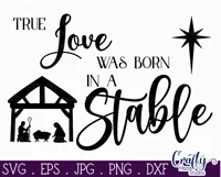 True Love Was Born Christian Christmas Farmhouse Sign Svg Product Image 2